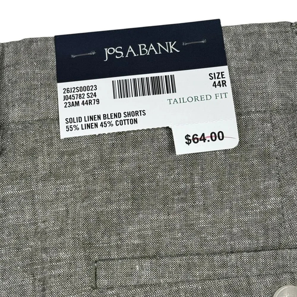 Jos. A. Bank Mens SZ 44 Linen Blend Shorts Tailored Fit Pocket Lightweight Green